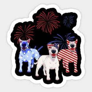 Red White Blue Bull Terrier American Flag 4th Of July Shirt Sticker